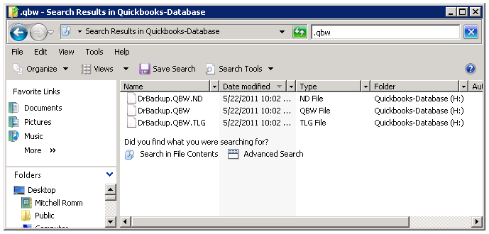 Quickbooks file search