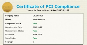Dr.Backup PCI Scan Compliance Certificate